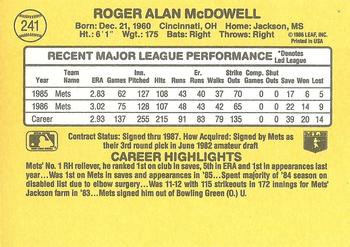 1987 Donruss #241 Roger McDowell Back