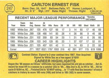 1987 Donruss #247 Carlton Fisk Back