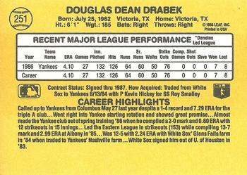 1987 Donruss #251 Doug Drabek Back