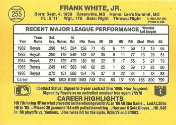 1987 Donruss #255 Frank White Back