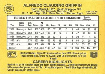 1987 Donruss #256 Alfredo Griffin Back