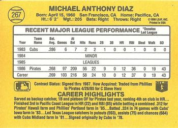 1987 Donruss #267 Mike Diaz Back
