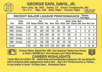 1987 Donruss #273 Storm Davis Back