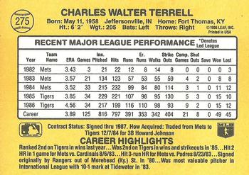 1987 Donruss #275 Walt Terrell Back