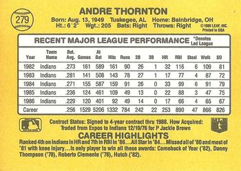 1987 Donruss #279 Andre Thornton Back