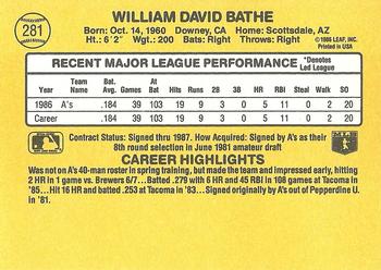 1987 Donruss #281 Bill Bathe Back