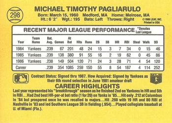 1987 Donruss #298 Mike Pagliarulo Back