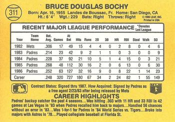 1987 Donruss #311 Bruce Bochy Back