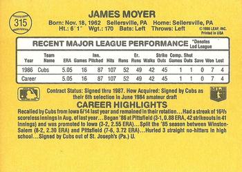 1987 Donruss #315 Jamie Moyer Back