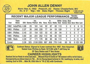 1987 Donruss #329 John Denny Back