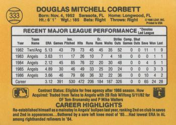 1987 Donruss #333 Doug Corbett Back