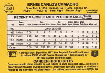 1987 Donruss #350 Ernie Camacho Back