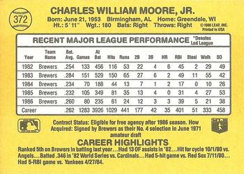 1987 Donruss #372 Charlie Moore Back