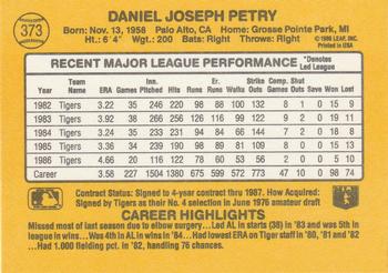 1987 Donruss #373 Dan Petry Back