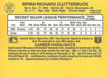 1987 Donruss #397 Bryan Clutterbuck Back