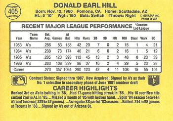 1987 Donruss #405 Donnie Hill Back