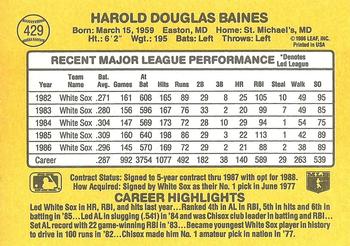 1987 Donruss #429 Harold Baines Back