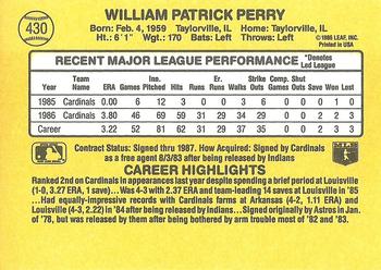 1987 Donruss #430 Pat Perry Back
