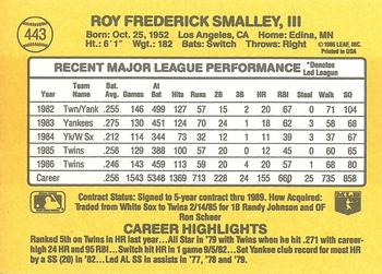 1987 Donruss #443 Roy Smalley Back