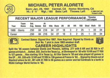 1987 Donruss #450 Mike Aldrete Back