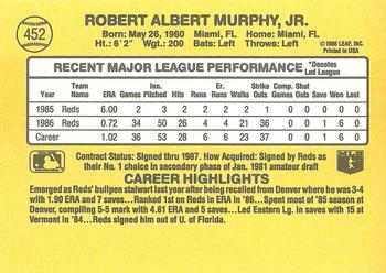 1987 Donruss #452 Rob Murphy Back