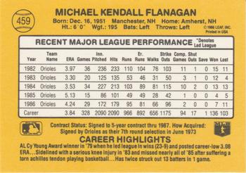 1987 Donruss #459 Mike Flanagan Back