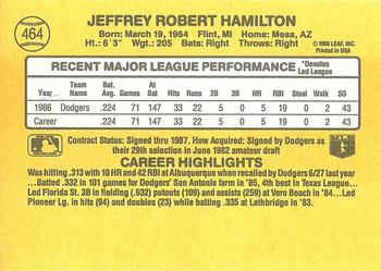 1987 Donruss #464 Jeff Hamilton Back