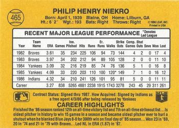 1987 Donruss #465 Phil Niekro Back