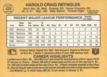1987 Donruss #489 Harold Reynolds Back