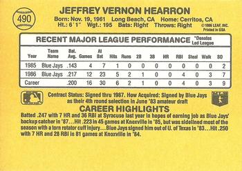 1987 Donruss #490 Jeff Hearron Back