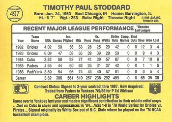 1987 Donruss #497 Tim Stoddard Back