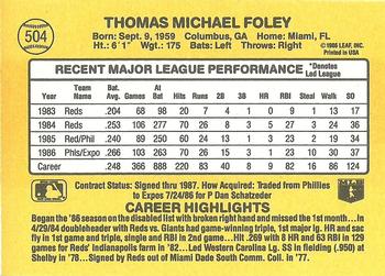 1987 Donruss #504 Tom Foley Back