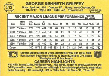 1987 Donruss #513 Ken Griffey Back