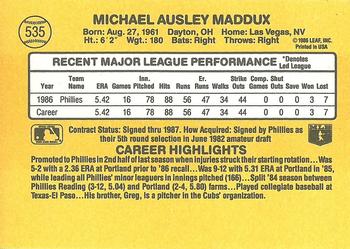 1987 Donruss #535 Mike Maddux Back