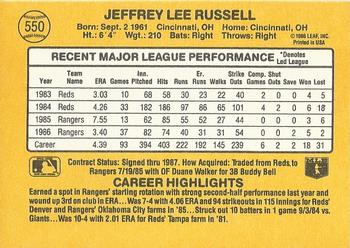 1987 Donruss #550 Jeff Russell Back