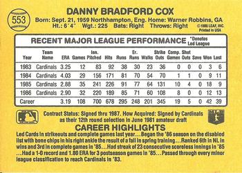 1987 Donruss #553 Danny Cox Back