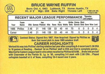 1987 Donruss #555 Bruce Ruffin Back