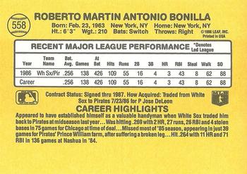 1987 Donruss #558 Bobby Bonilla Back