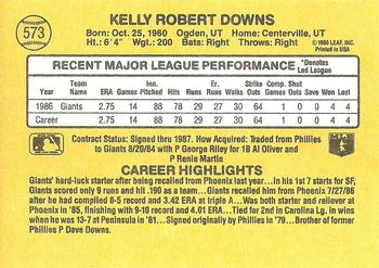 1987 Donruss #573 Kelly Downs Back