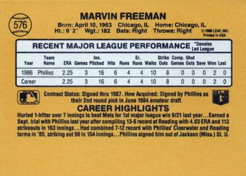 1987 Donruss #576 Marvin Freeman Back