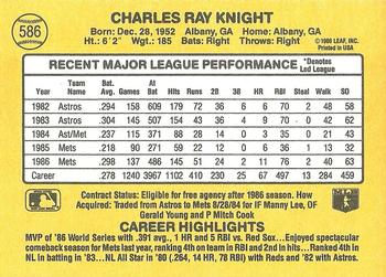 1987 Donruss #586 Ray Knight Back
