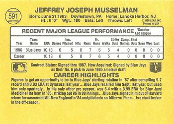 1987 Donruss #591 Jeff Musselman Back