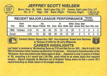1987 Donruss #597 Scott Nielsen Back