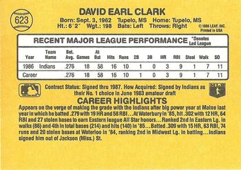 1987 Donruss #623 Dave Clark Back