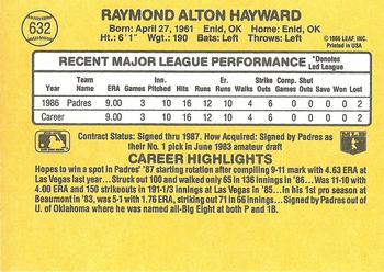 1987 Donruss #632 Ray Hayward Back