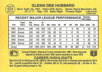 1987 Donruss #634 Glenn Hubbard Back