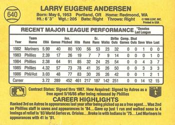 1987 Donruss #640 Larry Andersen Back