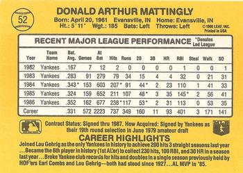 1987 Donruss #52 Don Mattingly Back