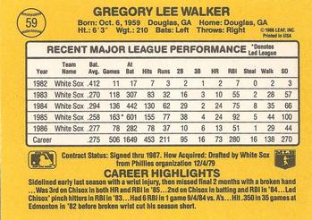 1987 Donruss #59 Greg Walker Back