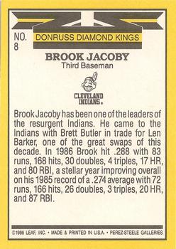 1987 Donruss #8 Brook Jacoby Back